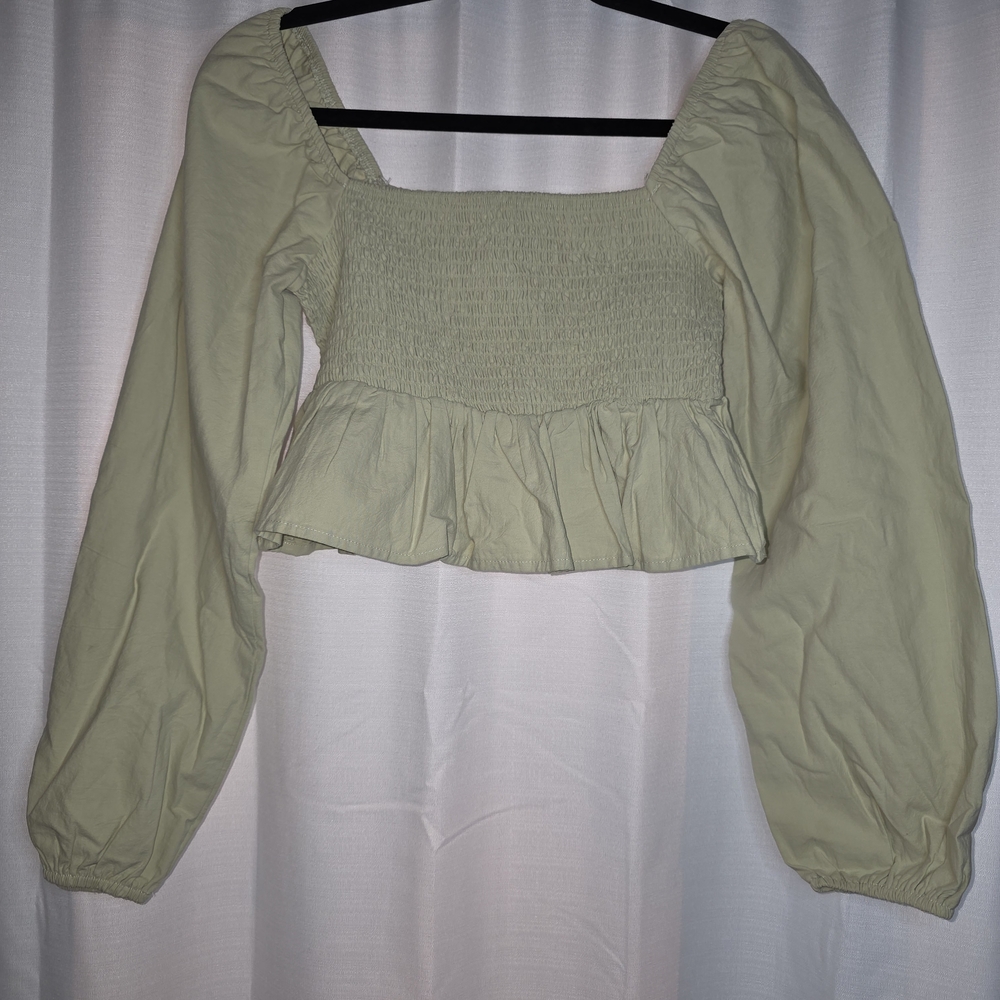 La Hearts Light Green Smocked Blouse